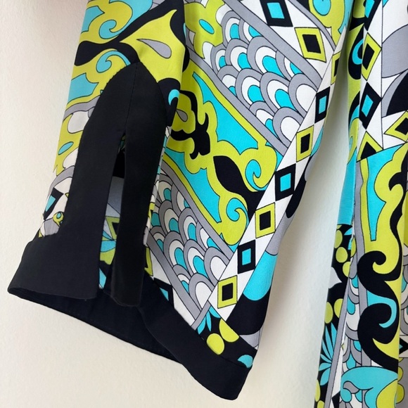 Alice & Trixie Silk Shift Dress XS Geometric Print Black Grey Blue - Picture 3 of 8